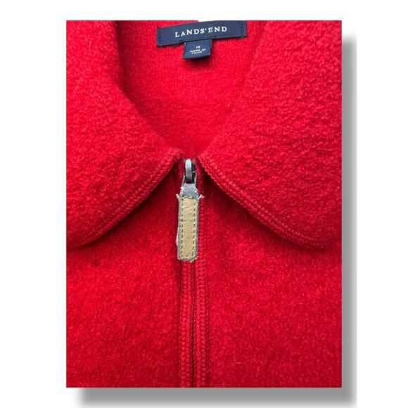 Lands’ End Women’s Red Wool Zip Up Jacket Size 12 Full Zip Collared Coat Classic - Picture 7 of 7
